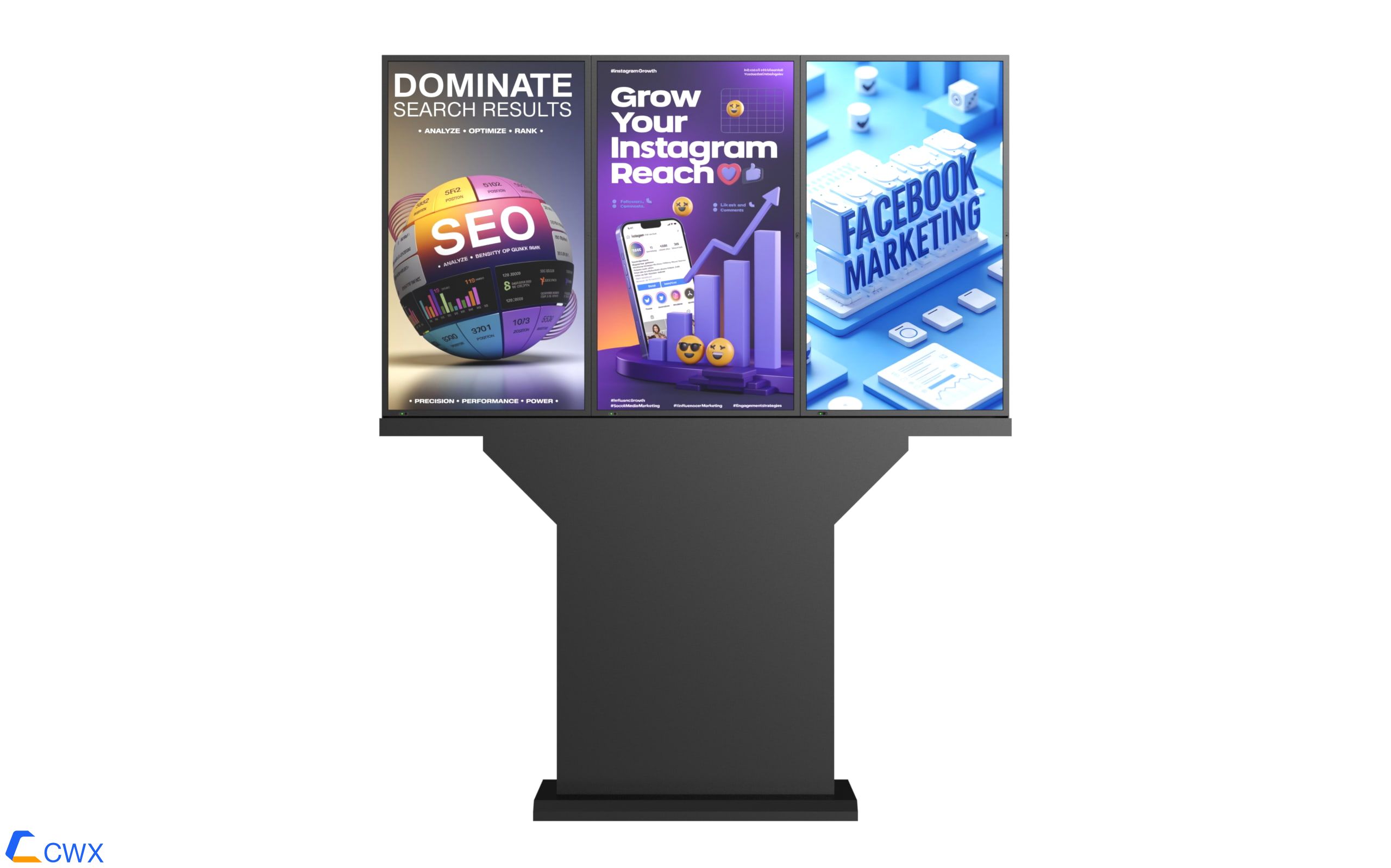 43′ 3-screen outdoor display advertising machine