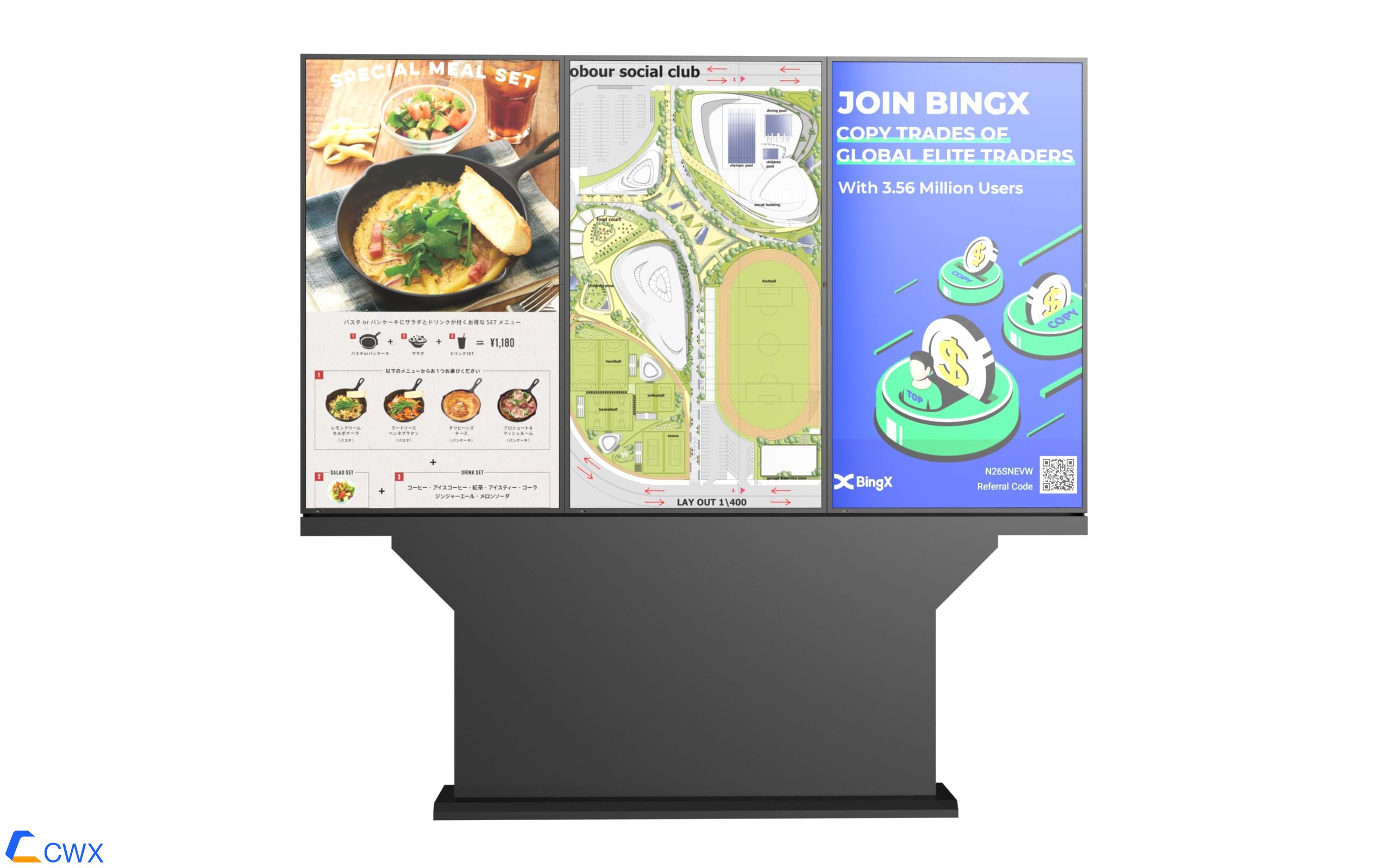 65′ 3-screen outdoor display advertising machine